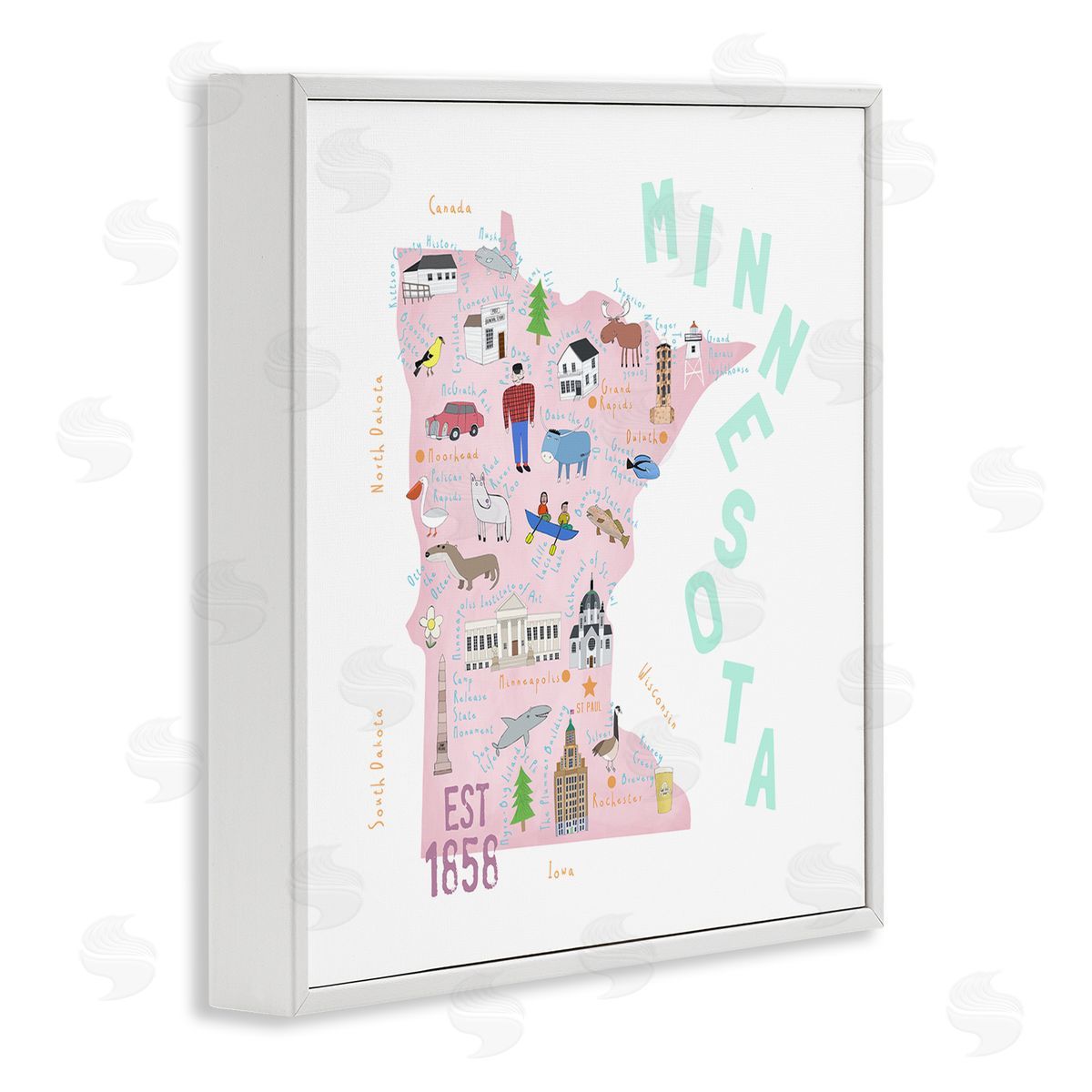 Carla Daly Pastel Minnesota Sights Landmarks White Framed Glicee Wall Art Print