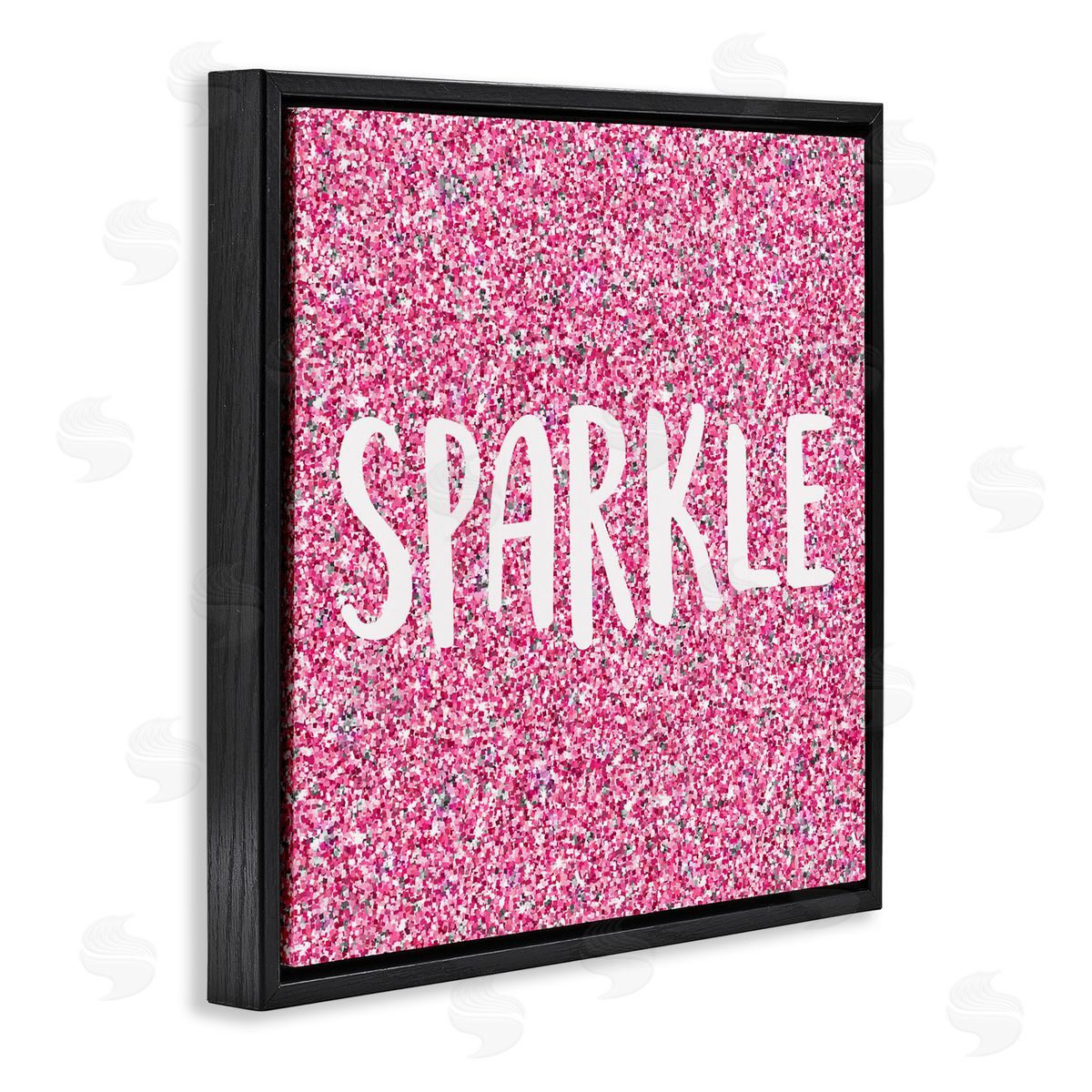 Kim Allen Glam Pink Sparkle Pattern Phrase Black Floating Frame Canvas Wall Art Print