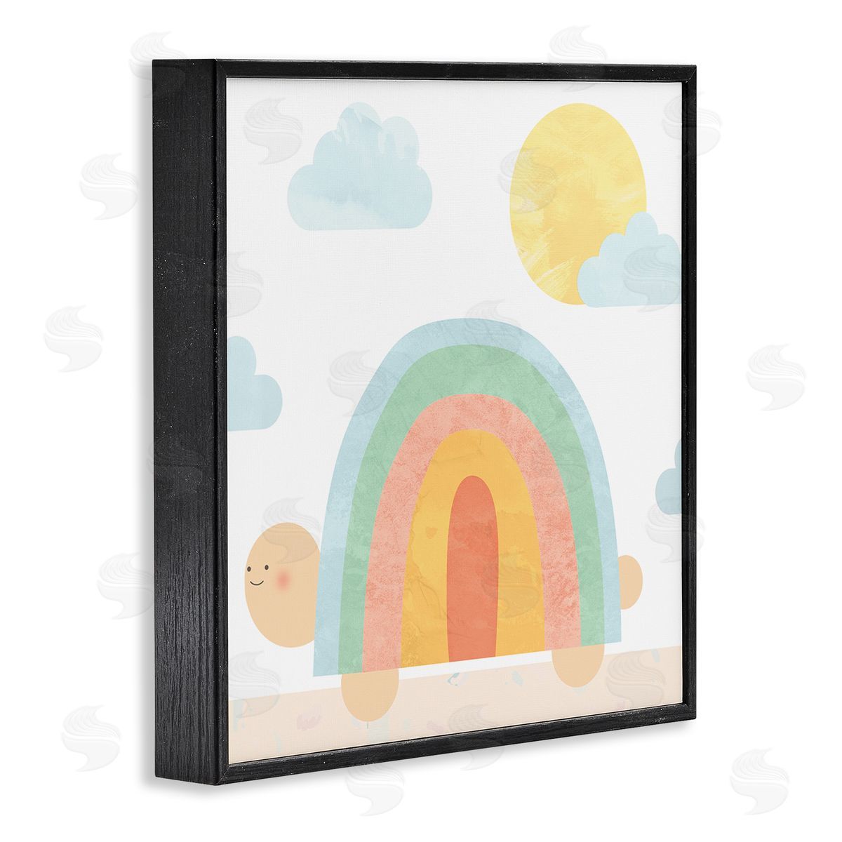 Stupell Studio Rainbow Shape Turtle Shell Scene Black Framed Glicee Wall Art Print