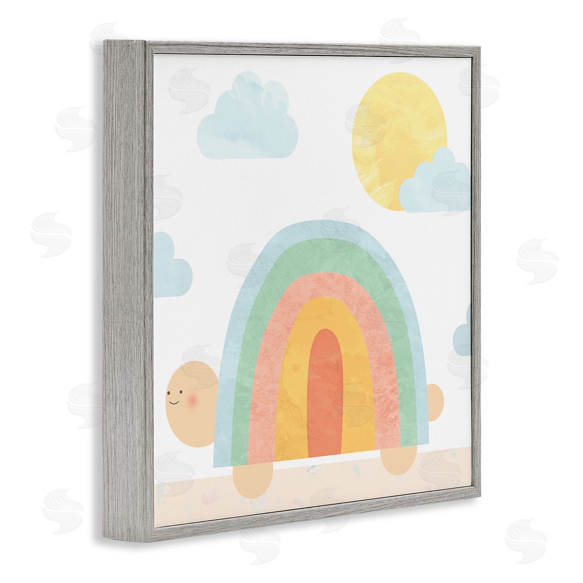 Stupell Studio Rainbow Shape Turtle Shell Scene Gray Framed Glicee Wall Art Print