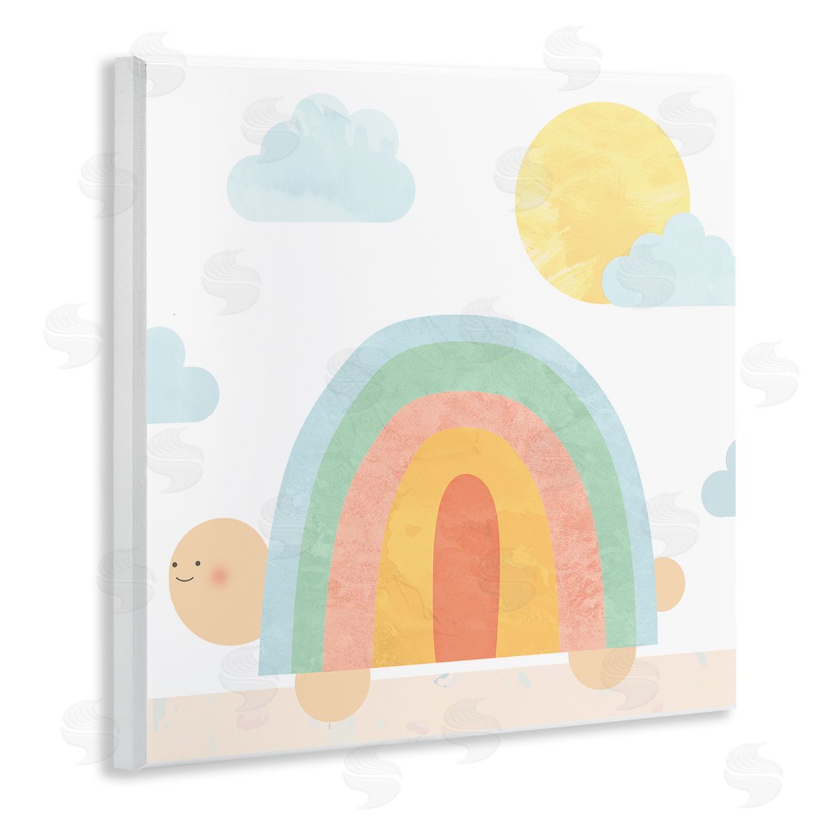 Stupell Studio Rainbow Shape Turtle Shell Scene Wooden Wall Plaque Art Print