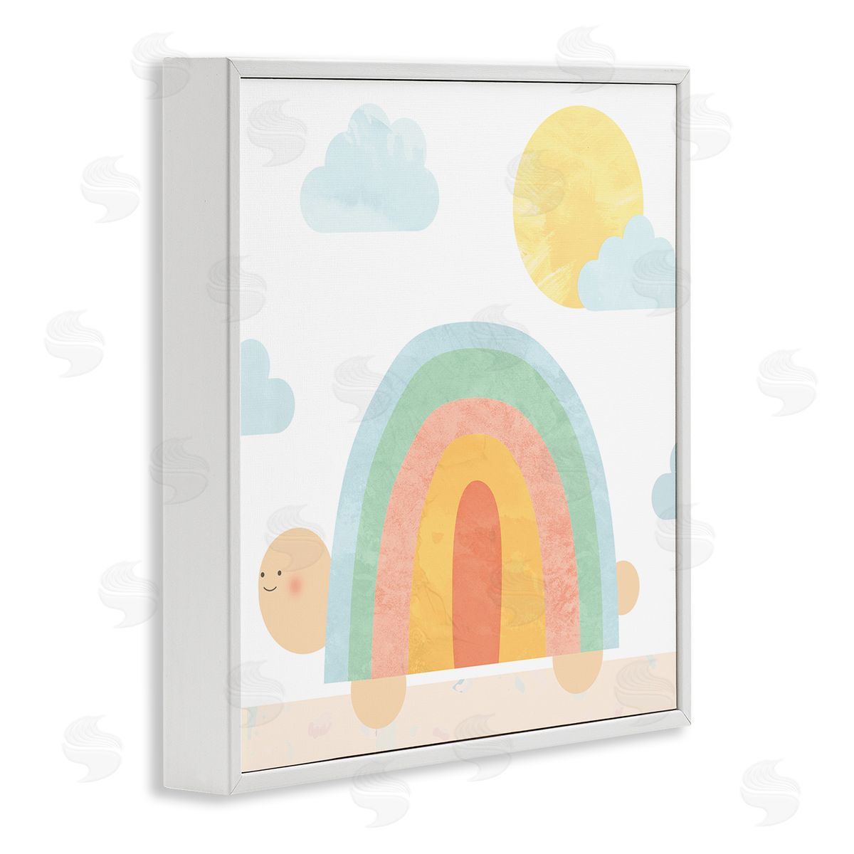 Stupell Studio Rainbow Shape Turtle Shell Scene White Framed Glicee Wall Art Print