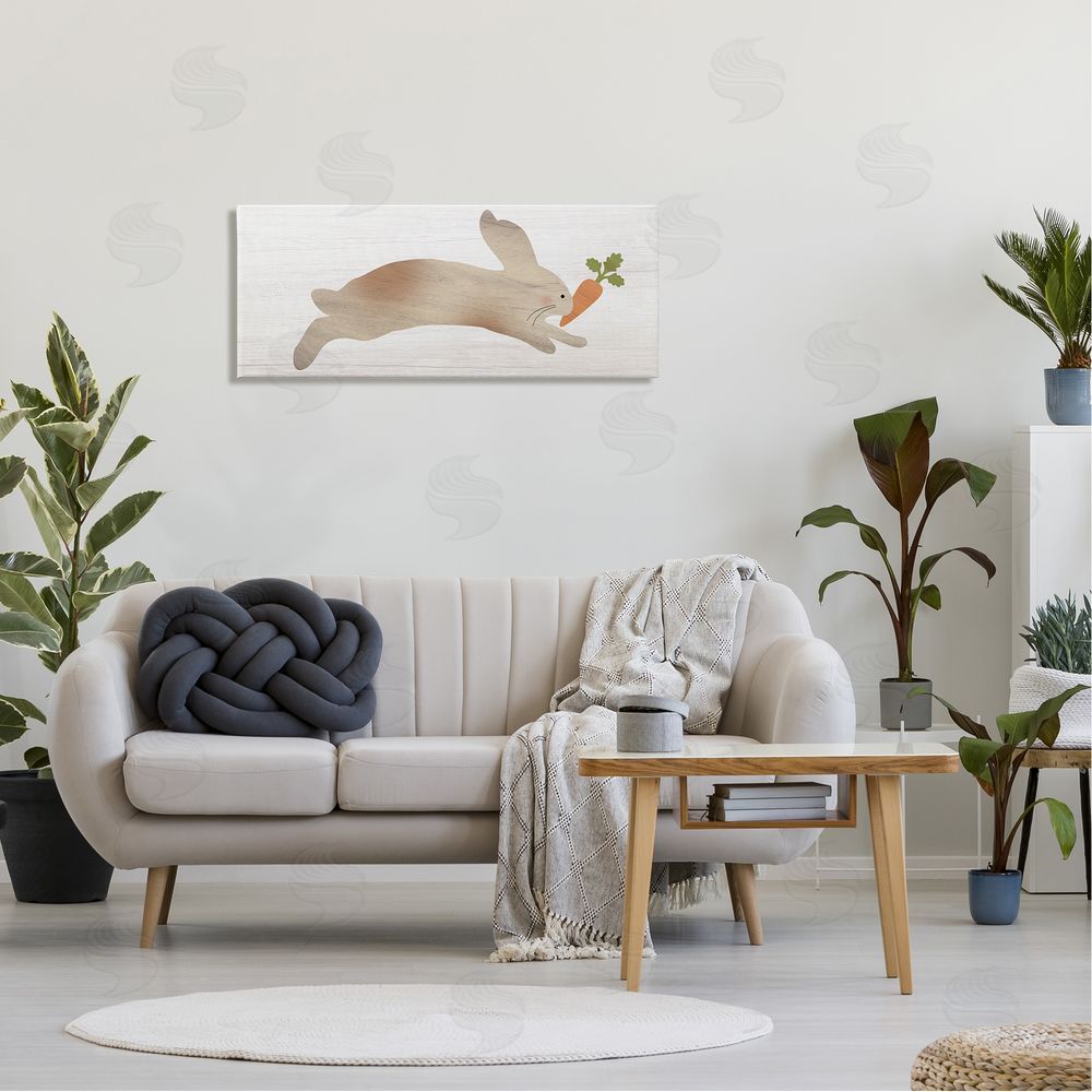 Stupell Studio Rabbit & Carrot Grain Pattern Canvas Wall Art in Room