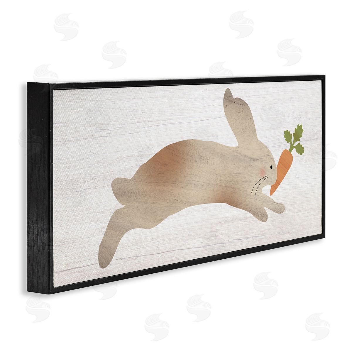 Stupell Studio Rabbit & Carrot Grain Pattern Black Framed Glicee Wall Art Print