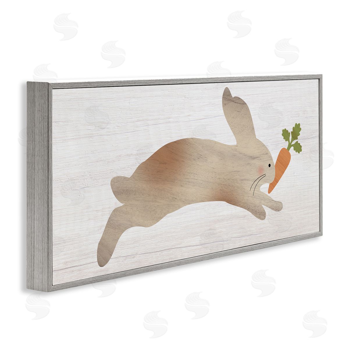 Stupell Studio Rabbit & Carrot Grain Pattern Gray Framed Glicee Wall Art Print