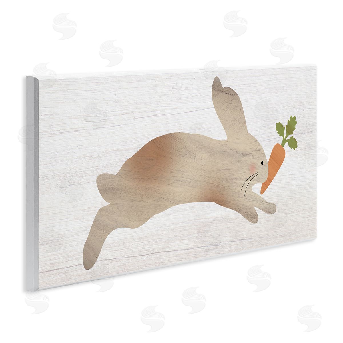 Stupell Studio Rabbit & Carrot Grain Pattern Wooden Wall Plaque Art Print