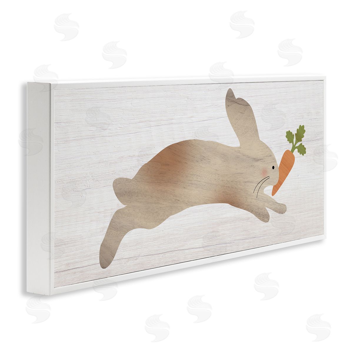 Stupell Studio Rabbit & Carrot Grain Pattern White Framed Glicee Wall Art Print