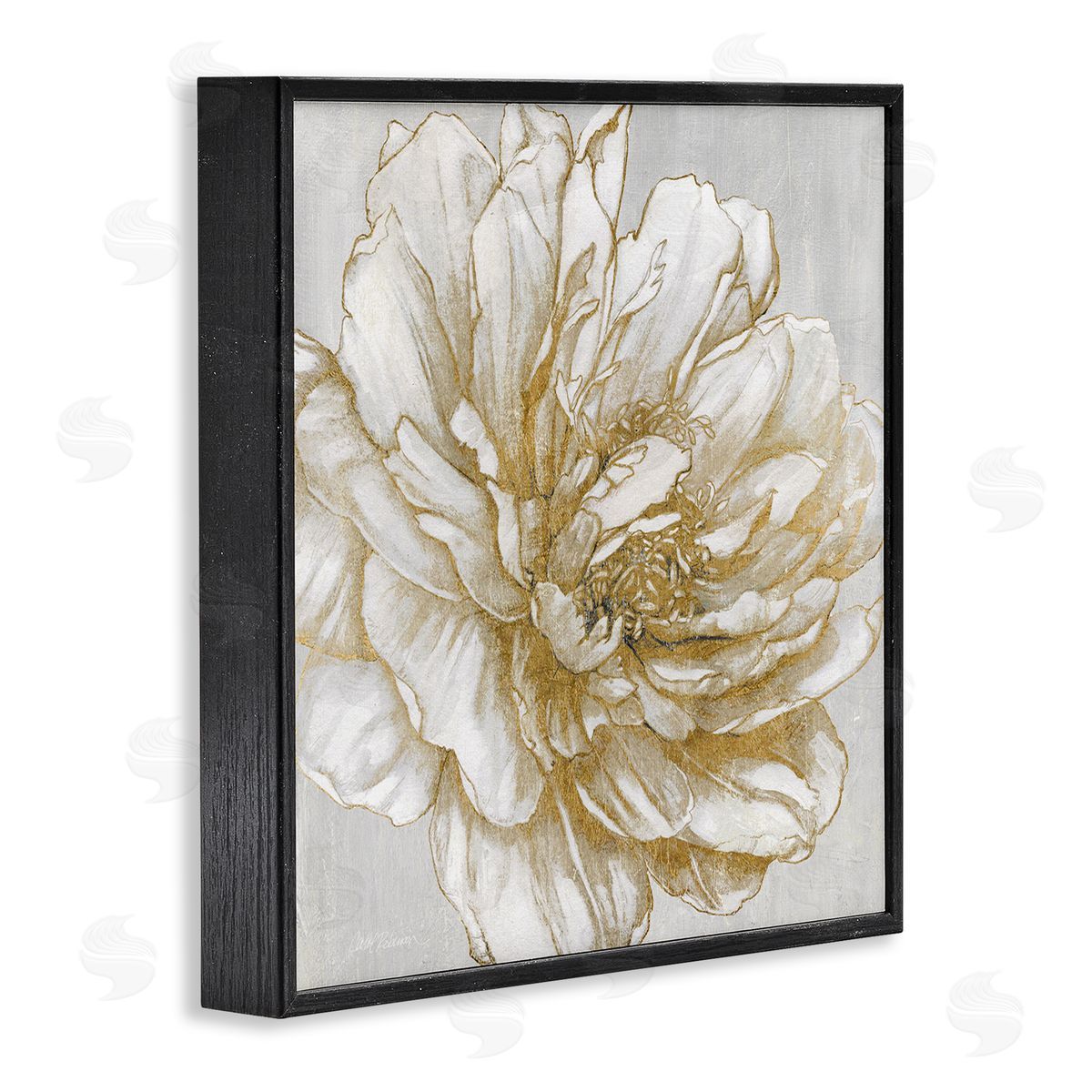 Carol Robinson Modern Glam White Flower Petals Black Framed Glicee Wall Art Print