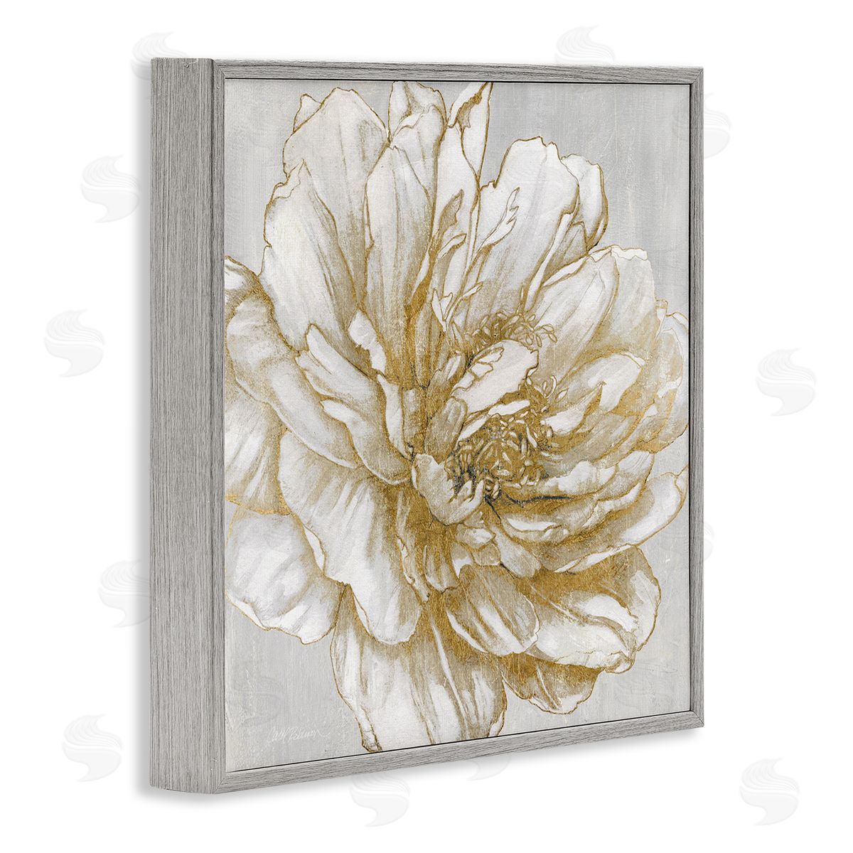 Carol Robinson Modern Glam White Flower Petals Gray Framed Glicee Wall Art Print