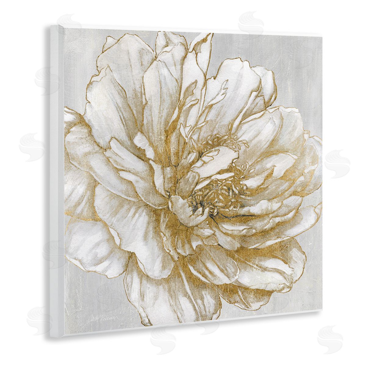 Carol Robinson Modern Glam White Flower Petals Wooden Wall Plaque Art Print