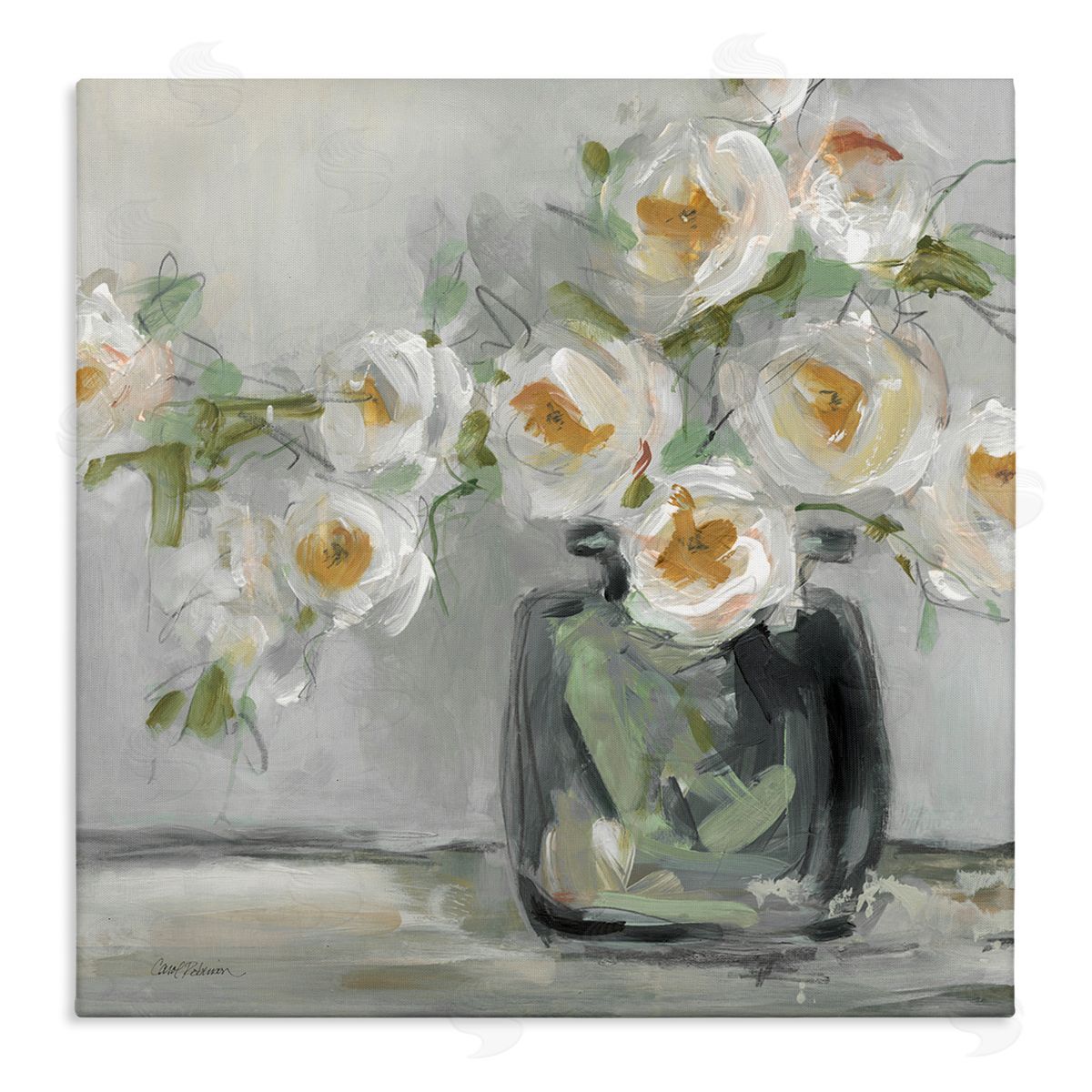 Carol Robinson Abstract Blooms Ikebana Bouquet Stretched Canvas Wall Art Print