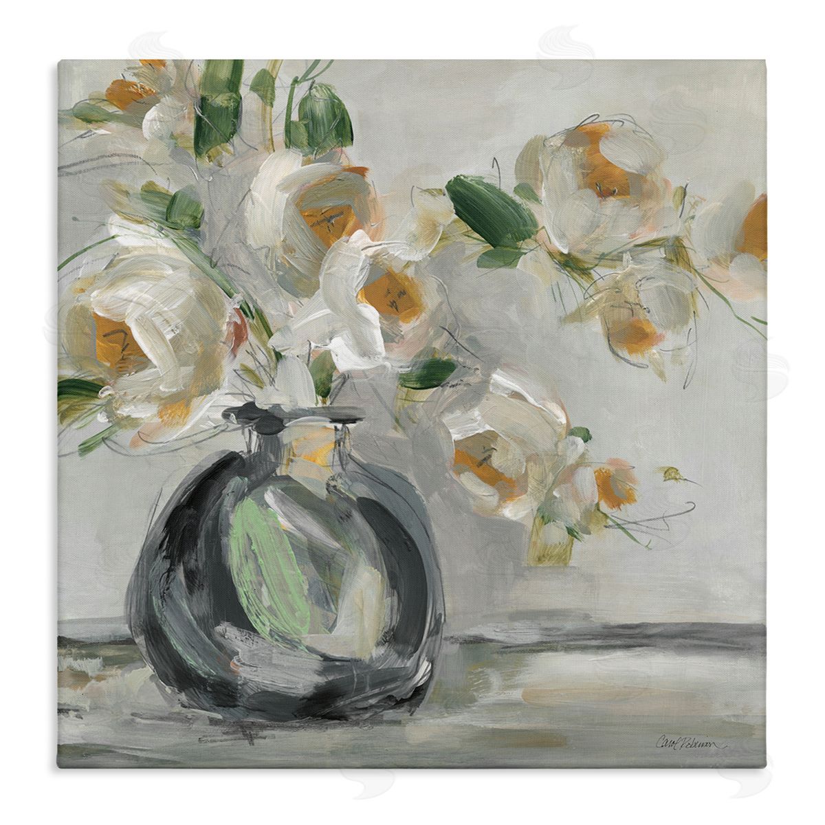 Carol Robinson Abstract Flower Blossom Vase Stretched Canvas Wall Art Print