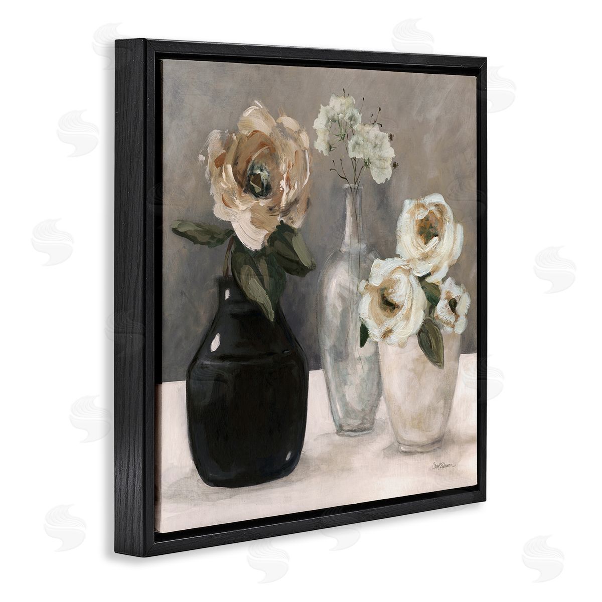 Carol Robinson Mixed Rose Bouquets Still Life Black Floating Frame Canvas Wall Art Print