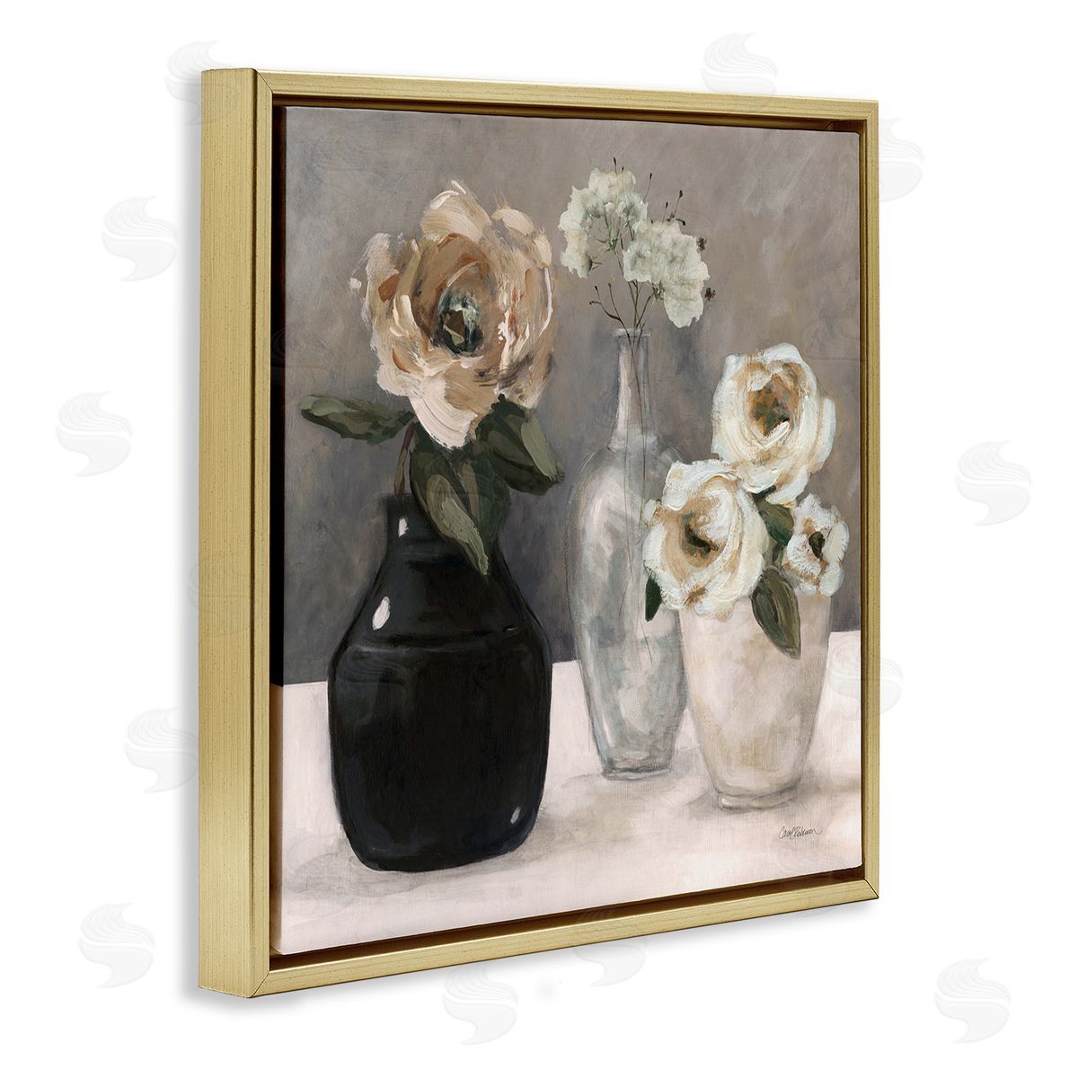 Carol Robinson Mixed Rose Bouquets Still Life Gold Floating Frame Canvas Wall Art Print