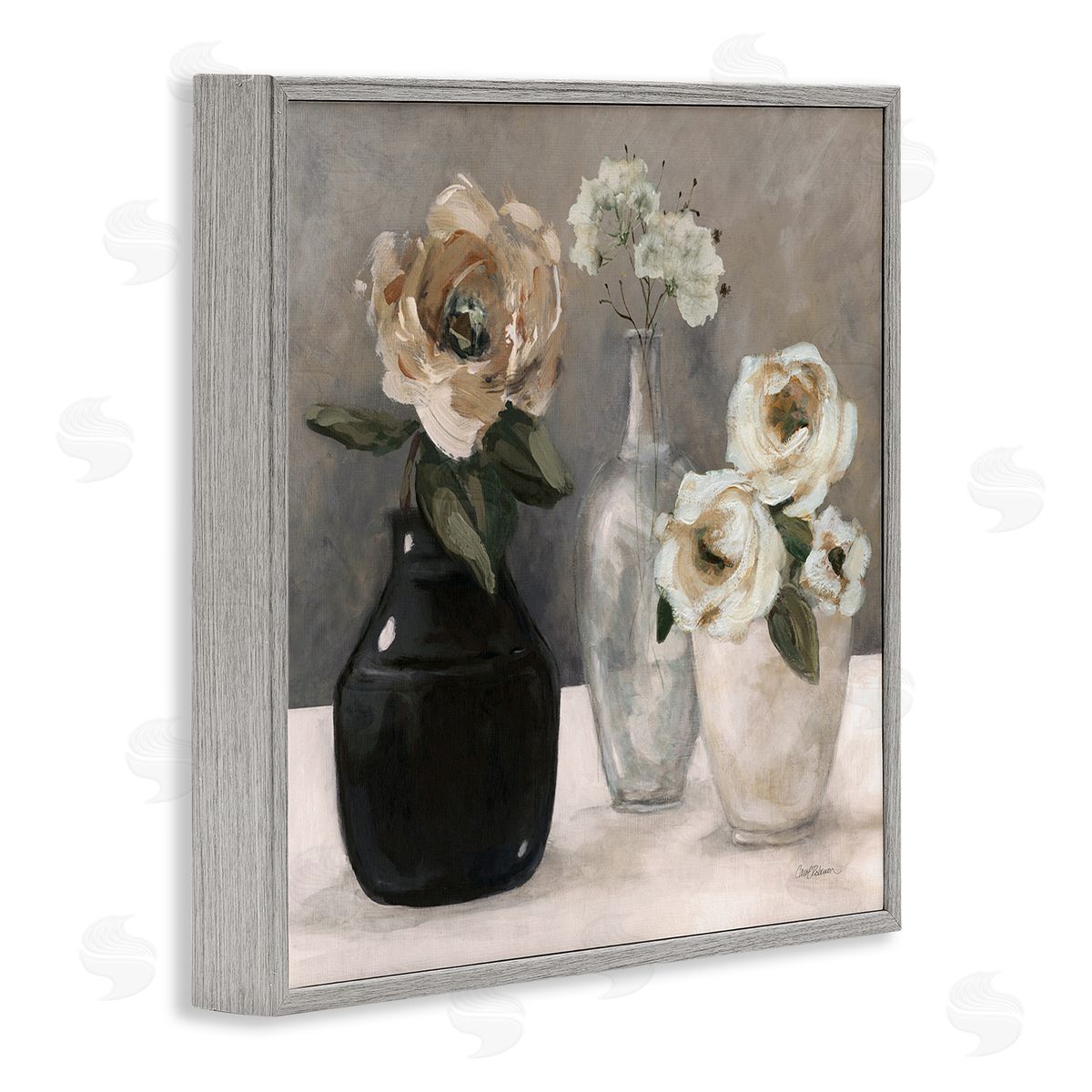 Carol Robinson Mixed Rose Bouquets Still Life Gray Framed Glicee Wall Art Print