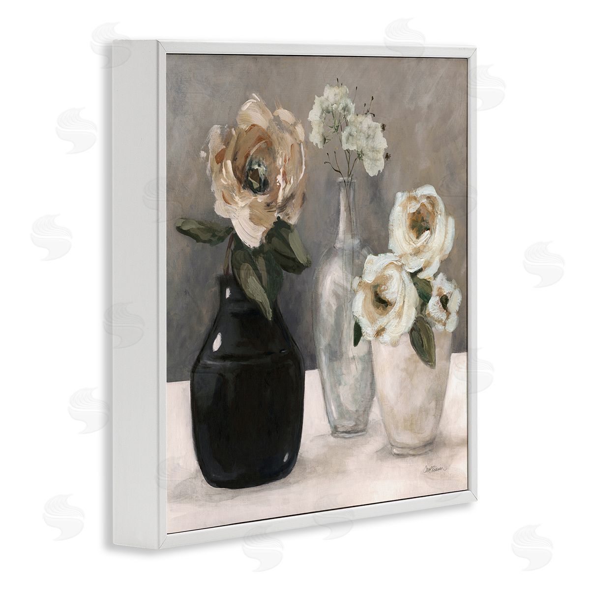 Carol Robinson Mixed Rose Bouquets Still Life White Framed Glicee Wall Art Print