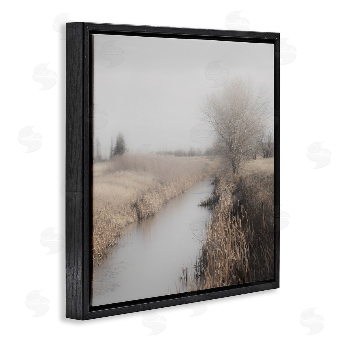 Carol Robinson Quiet Stream Rural Grassland Black Floating Frame Canvas Wall Art Print