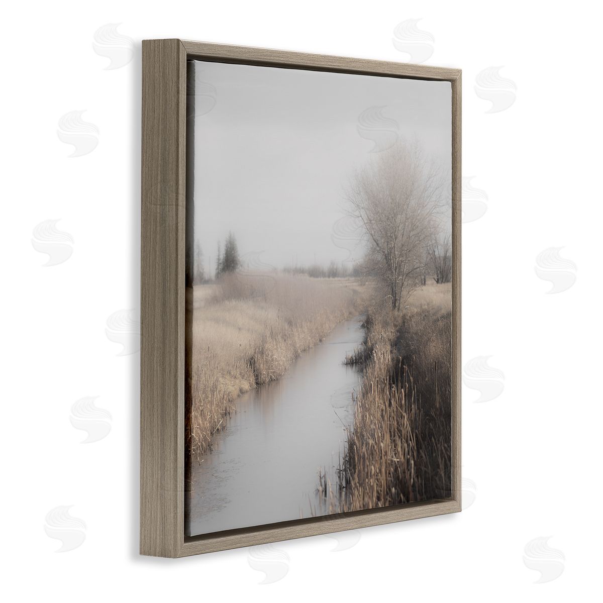 Carol Robinson Quiet Stream Rural Grassland Brown Floating Frame Canvas Wall Art Print