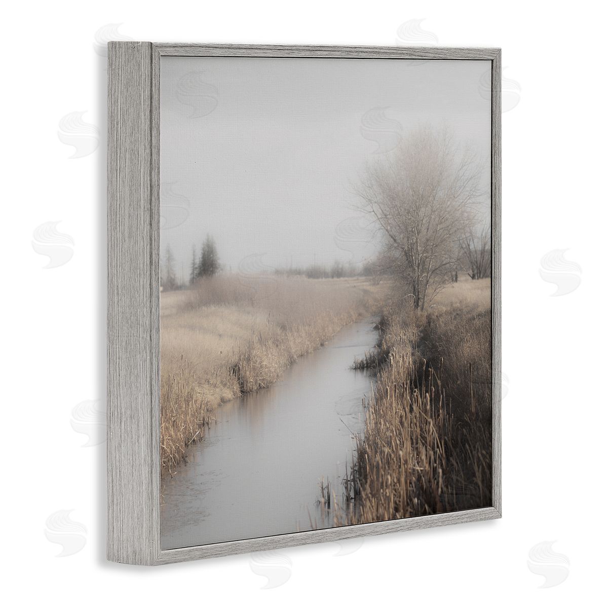 Carol Robinson Quiet Stream Rural Grassland Gray Framed Glicee Wall Art Print