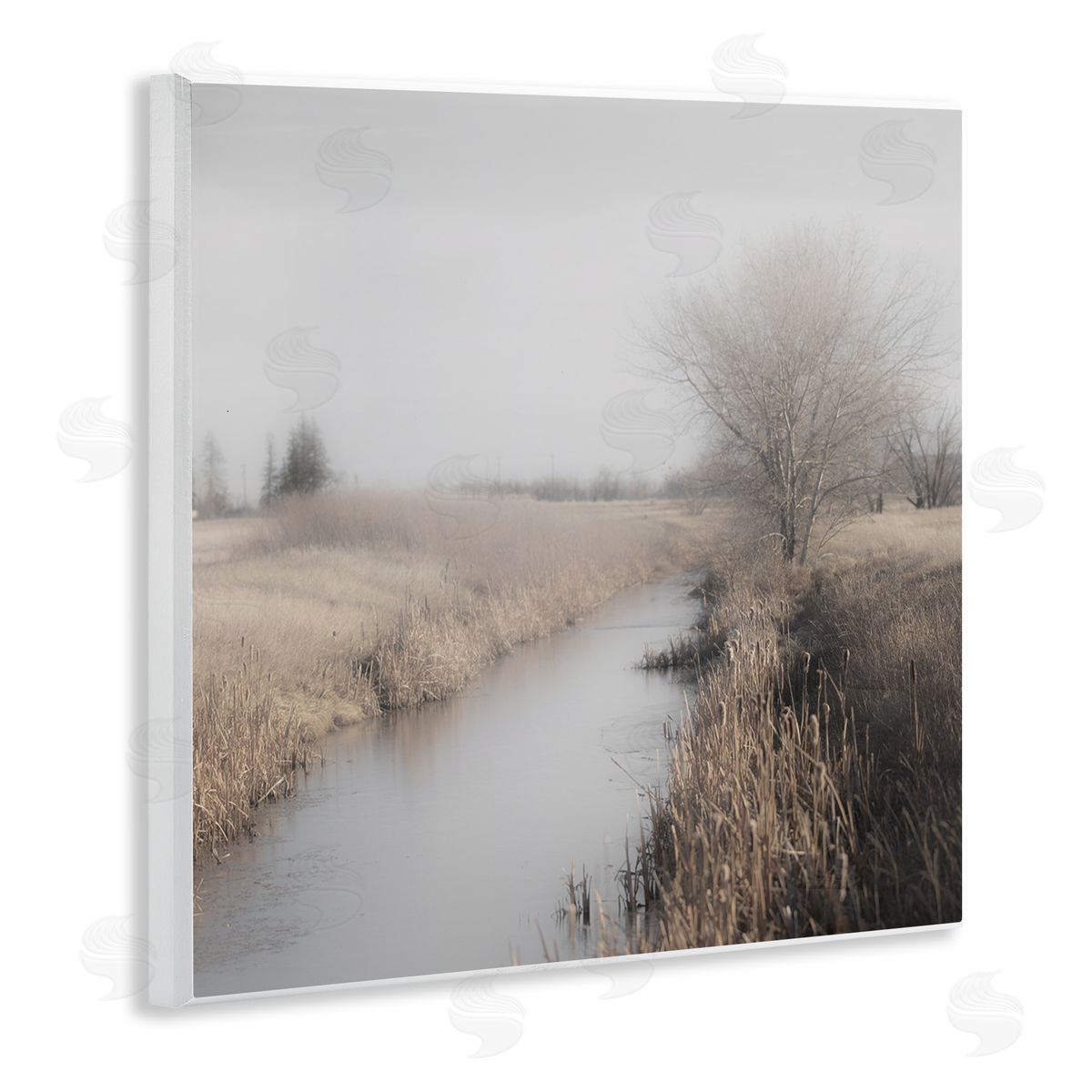 Carol Robinson Quiet Stream Rural Grassland Wooden Wall Plaque Art Print