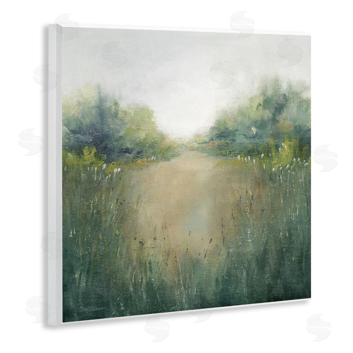 Carol Robinson Green Lush Pond Landscape Painting Wooden Wall Plaque Art Print