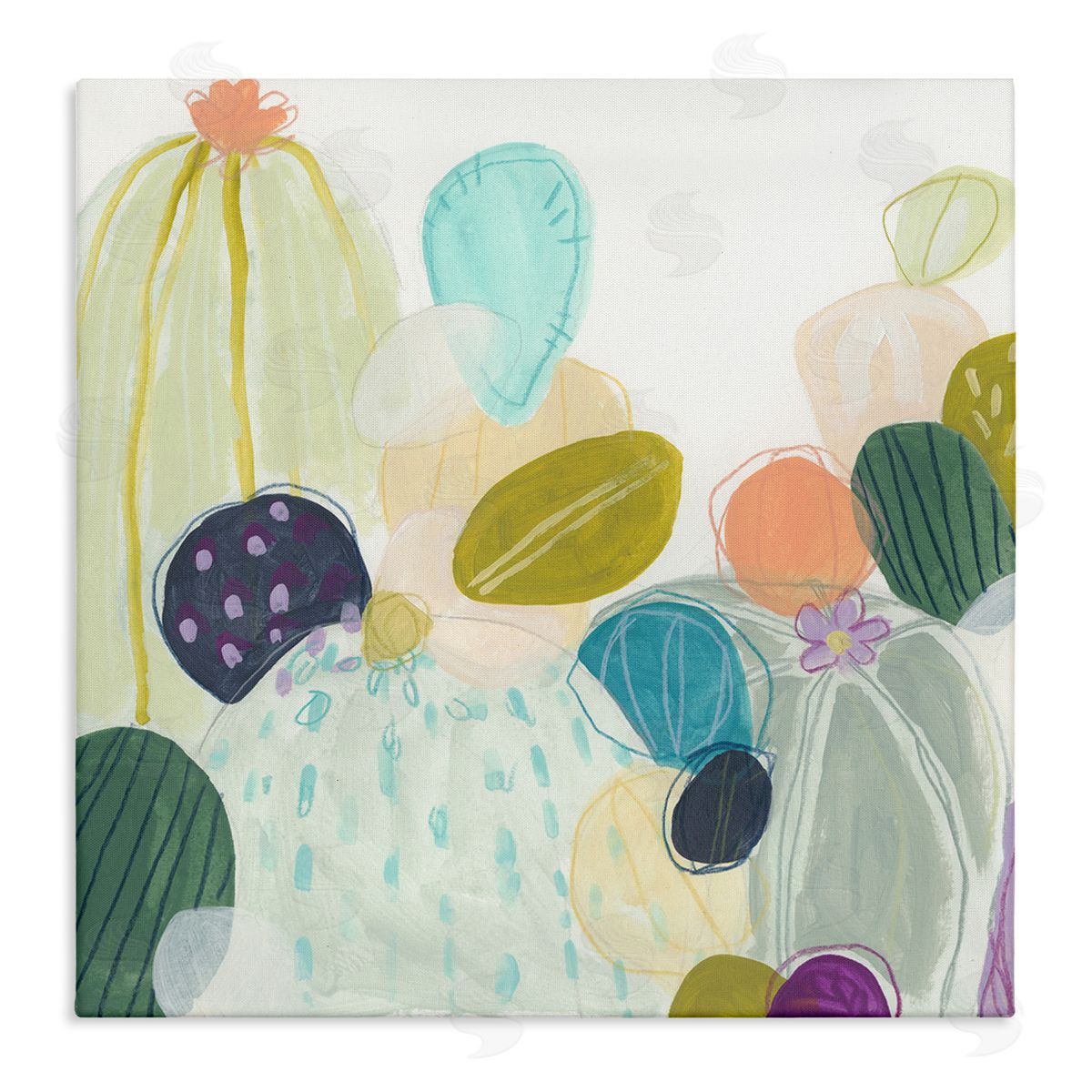 June Erica Vess Contemporary Cactus Plants Stretched Canvas Wall Art Print