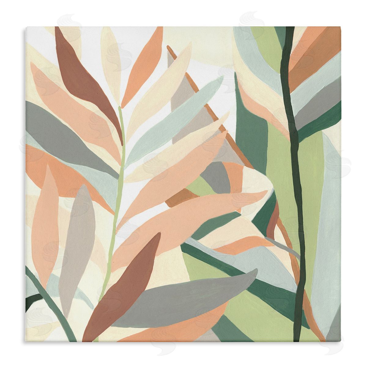 June Erica Vess Contemporary Tropical Palm Leaves Stretched Canvas Wall Art Print