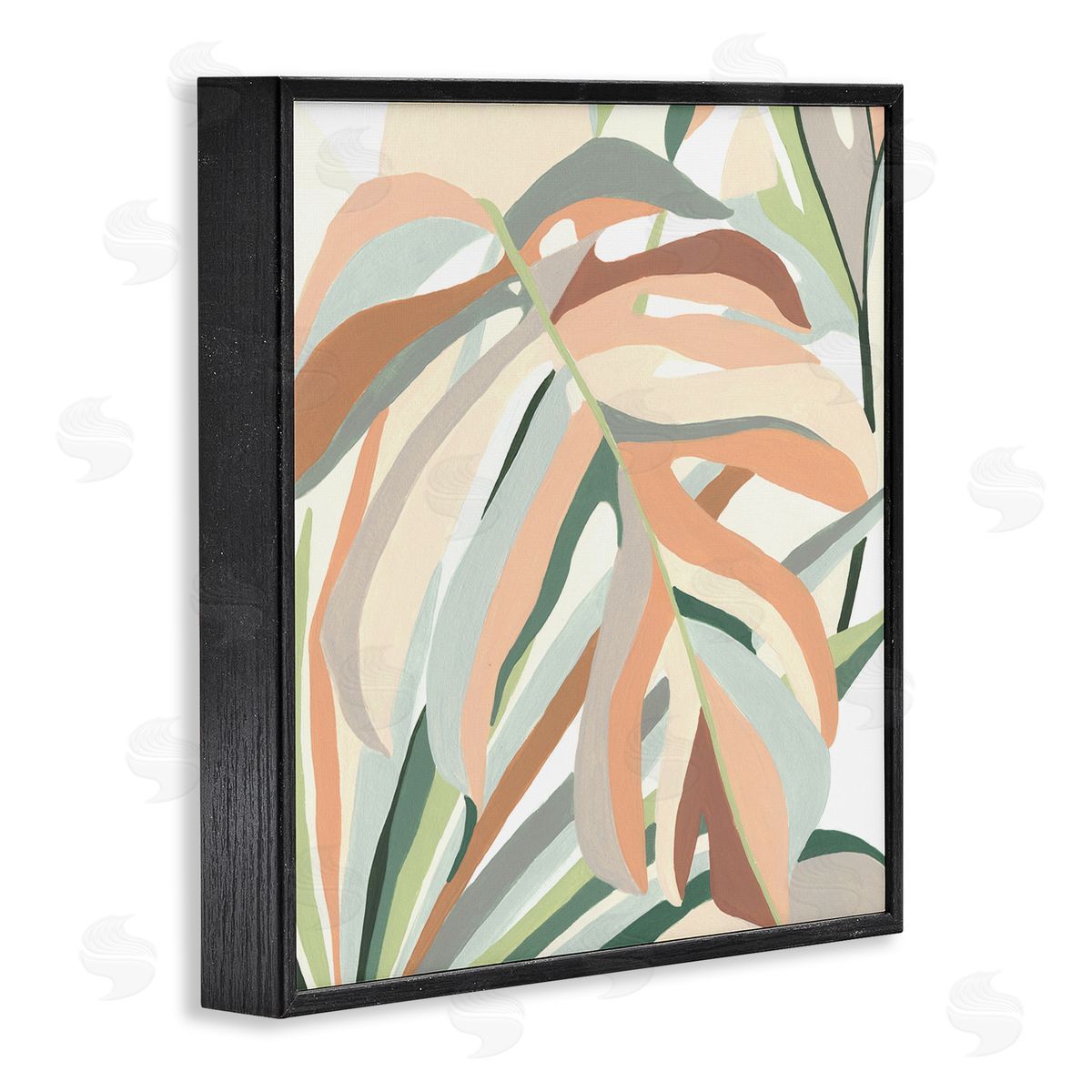 June Erica Vess Monstera Plant Leaf Soft Hues  Black Framed Glicee Wall Art Print