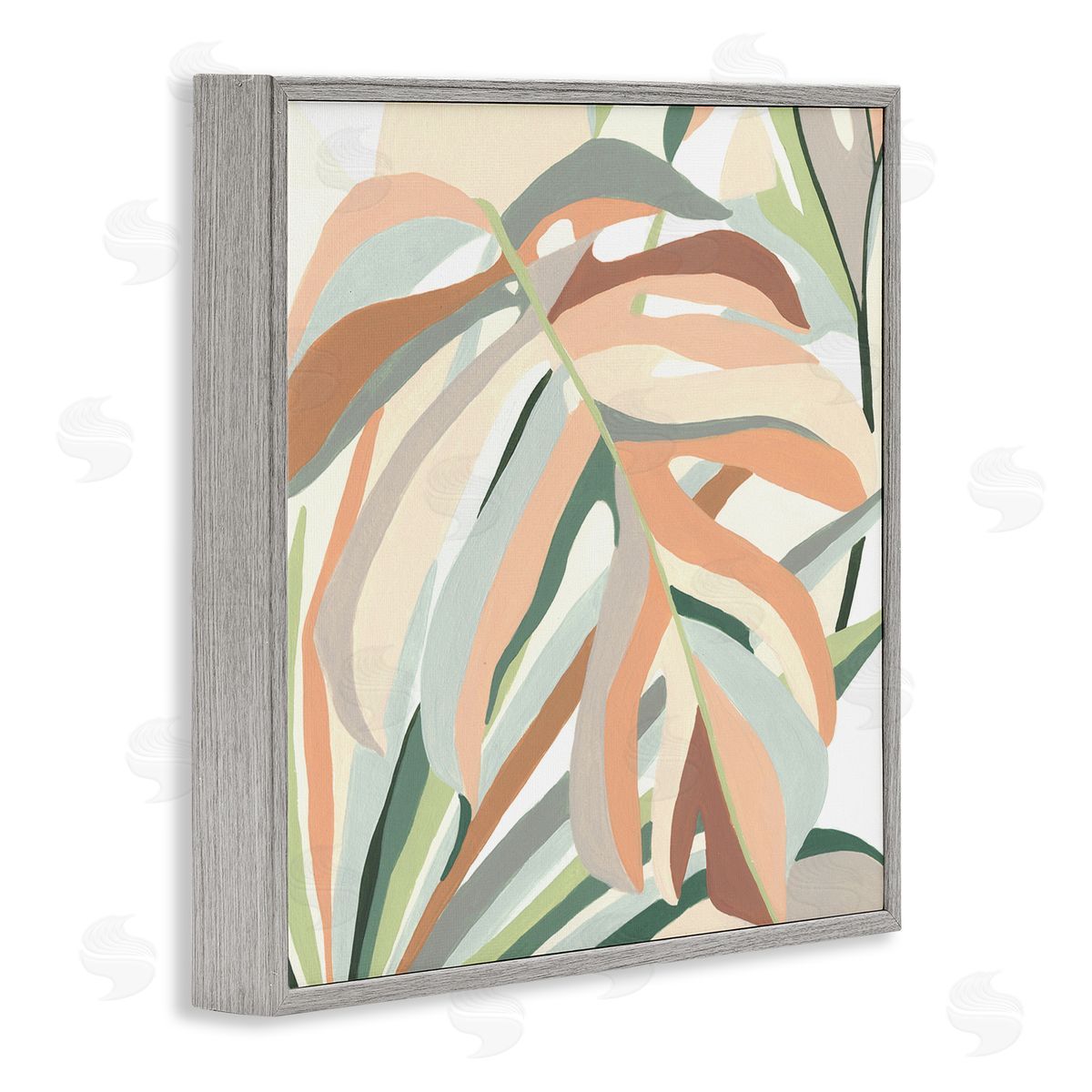 June Erica Vess Monstera Plant Leaf Soft Hues  Gray Framed Glicee Wall Art Print