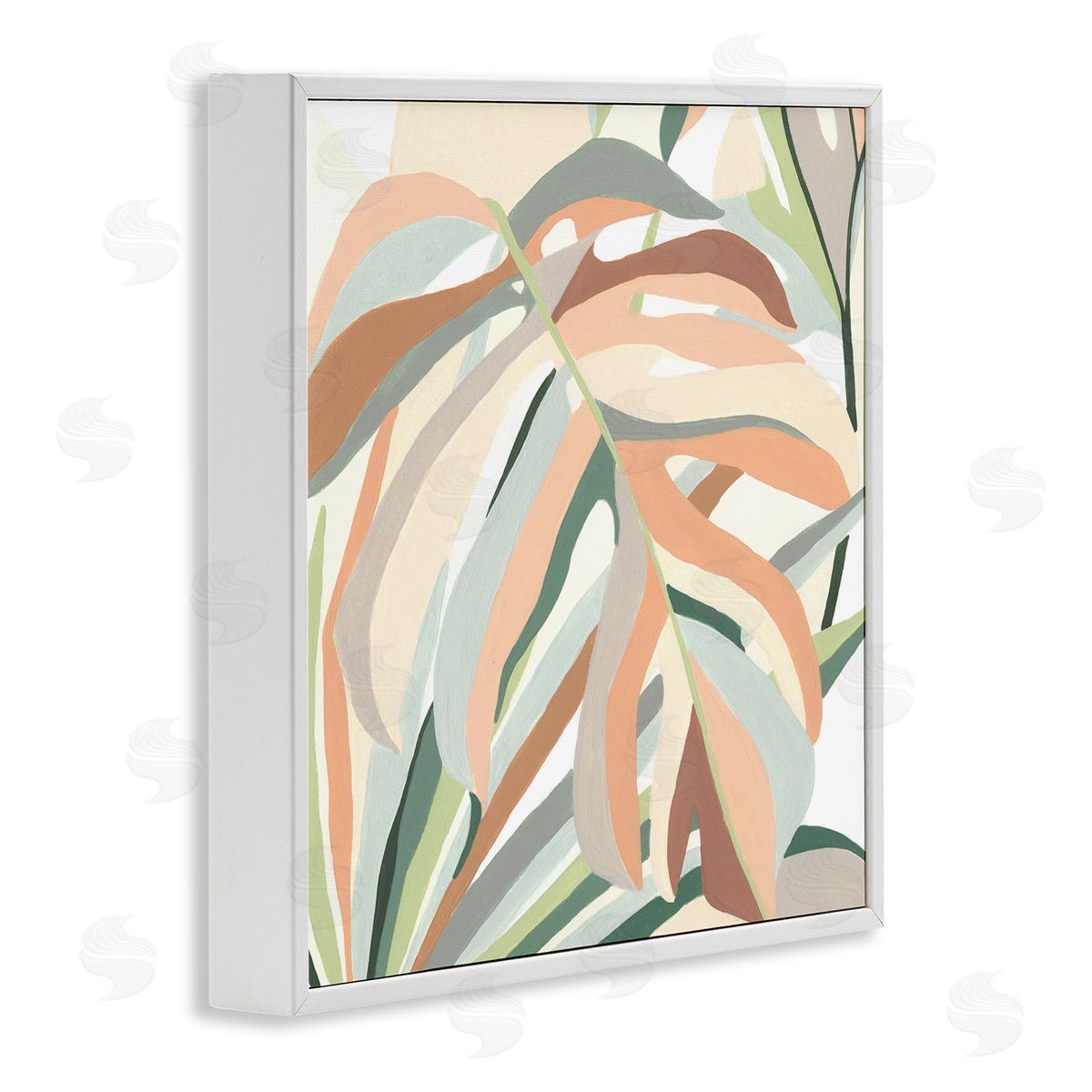 June Erica Vess Monstera Plant Leaf Soft Hues  White Framed Glicee Wall Art Print
