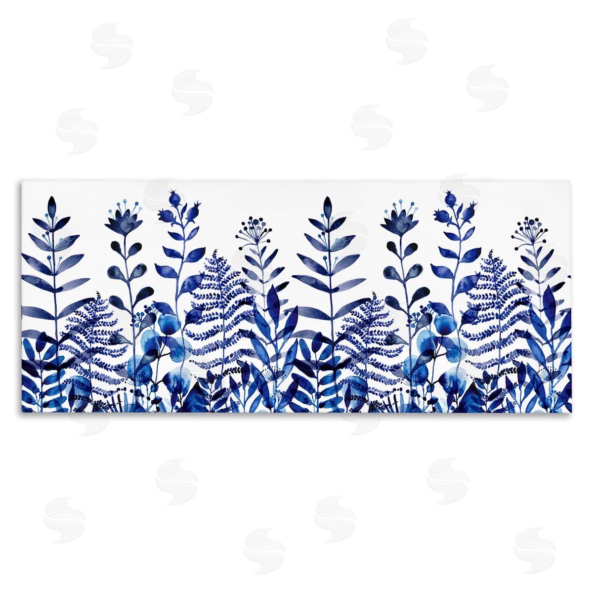 Maria Over Blue Sprouting Botanical Herbs Stretched Canvas Wall Art Print