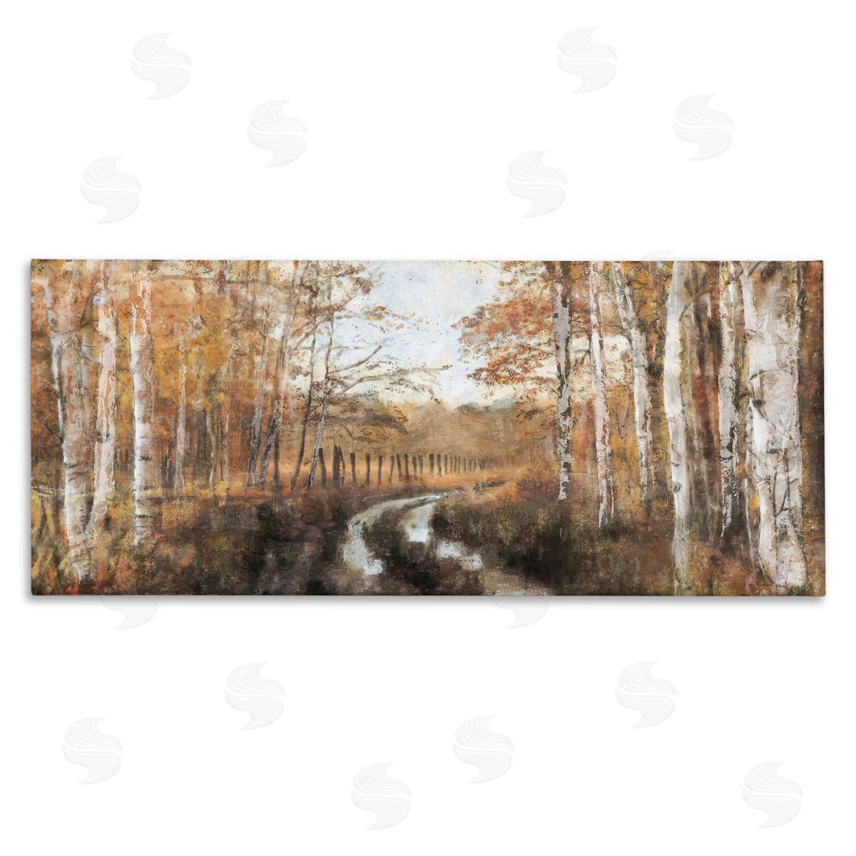 Nina Blue Autumn Birch Tree Grove Scenery Stretched Canvas Wall Art Print