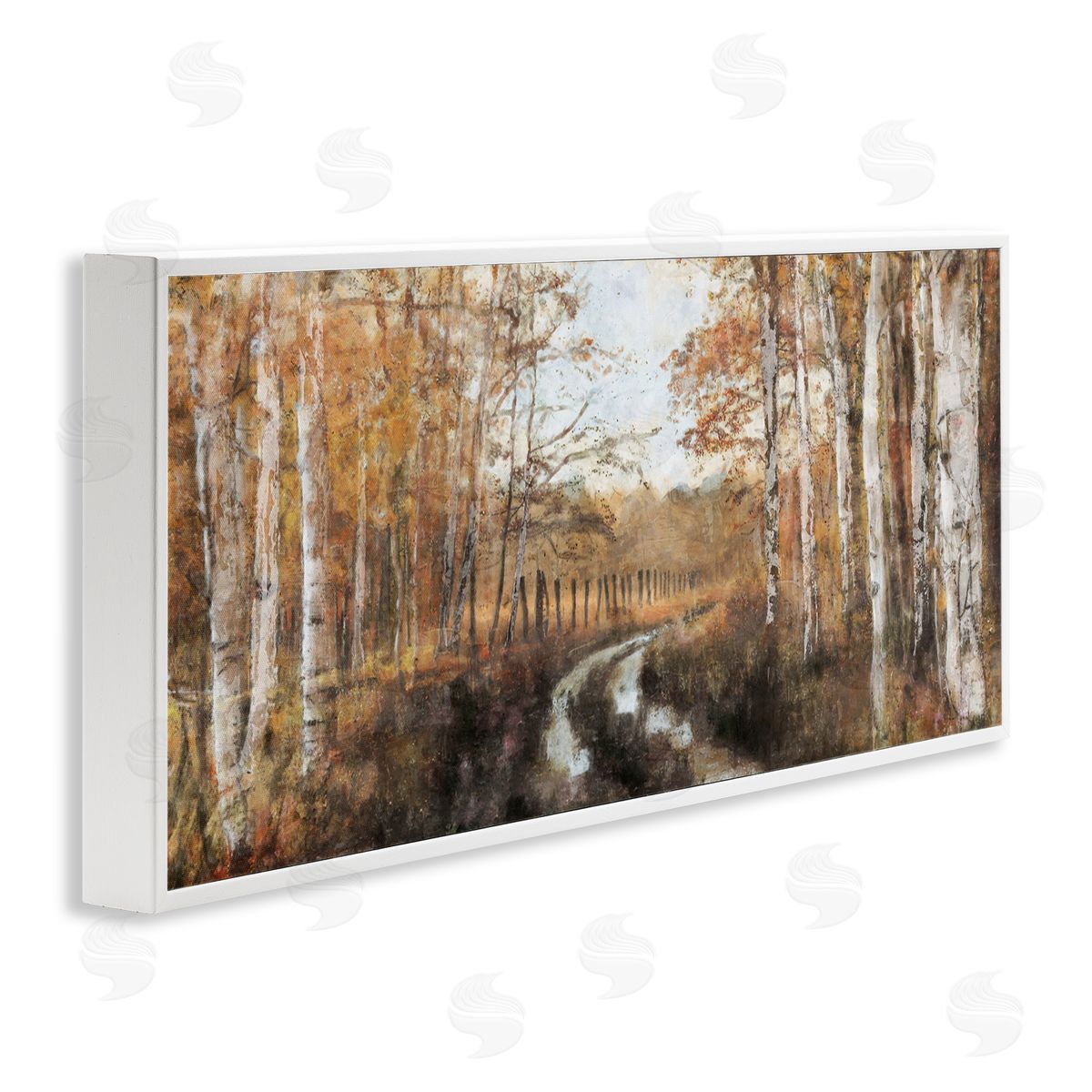 Nina Blue Autumn Birch Tree Grove Scenery White Framed Glicee Wall Art Print