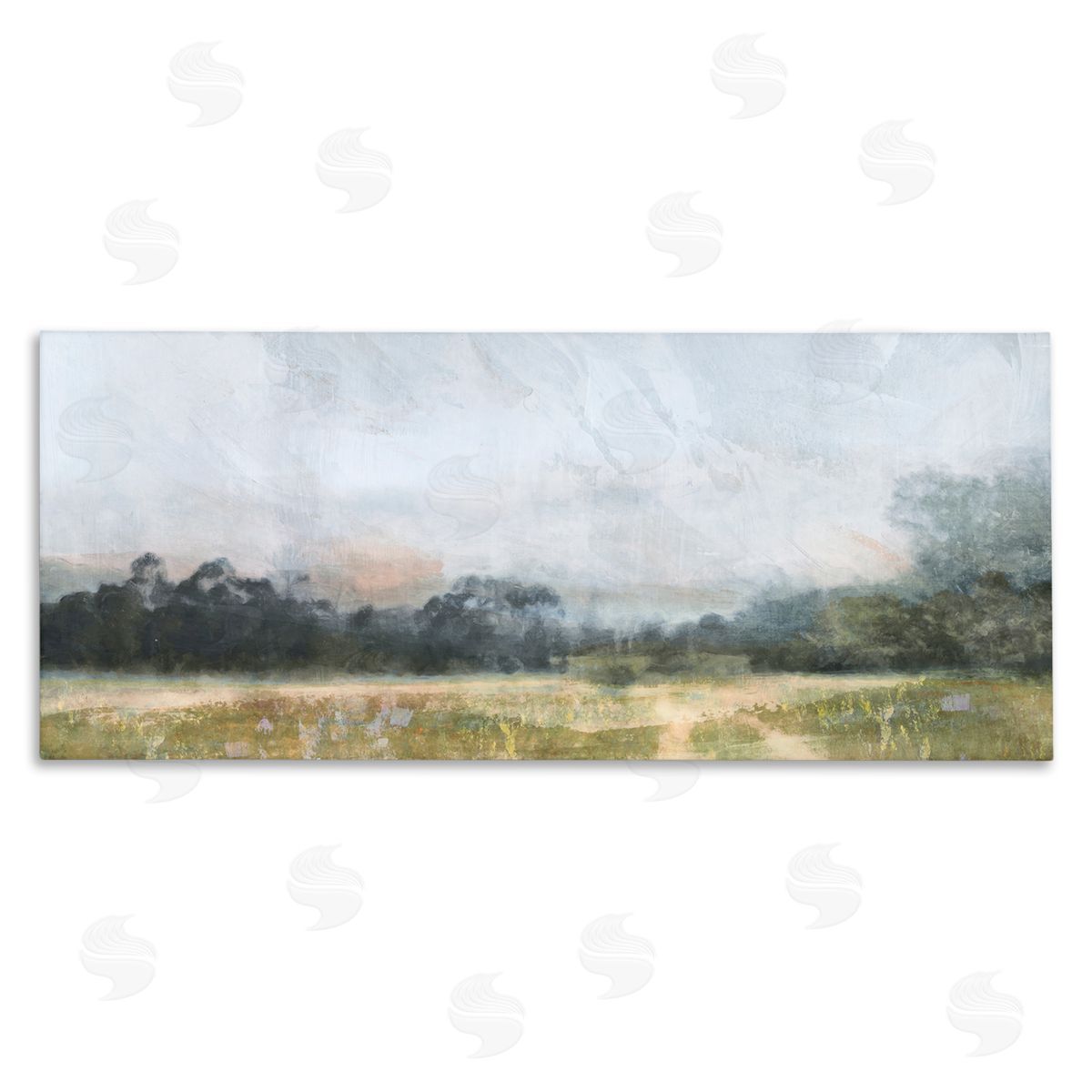 Rural Field Abstract Landscape Canvas Wall Art, Home Decor by Nina Blue