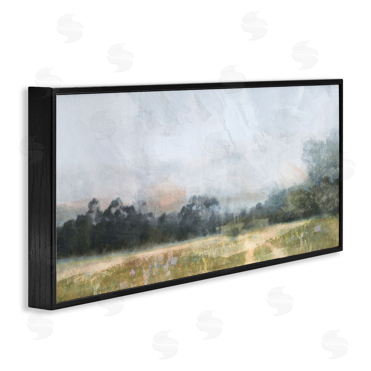 Rural Field Abstract Landscape Black Frame Print Wall Art, Home Decor by Nina Blue