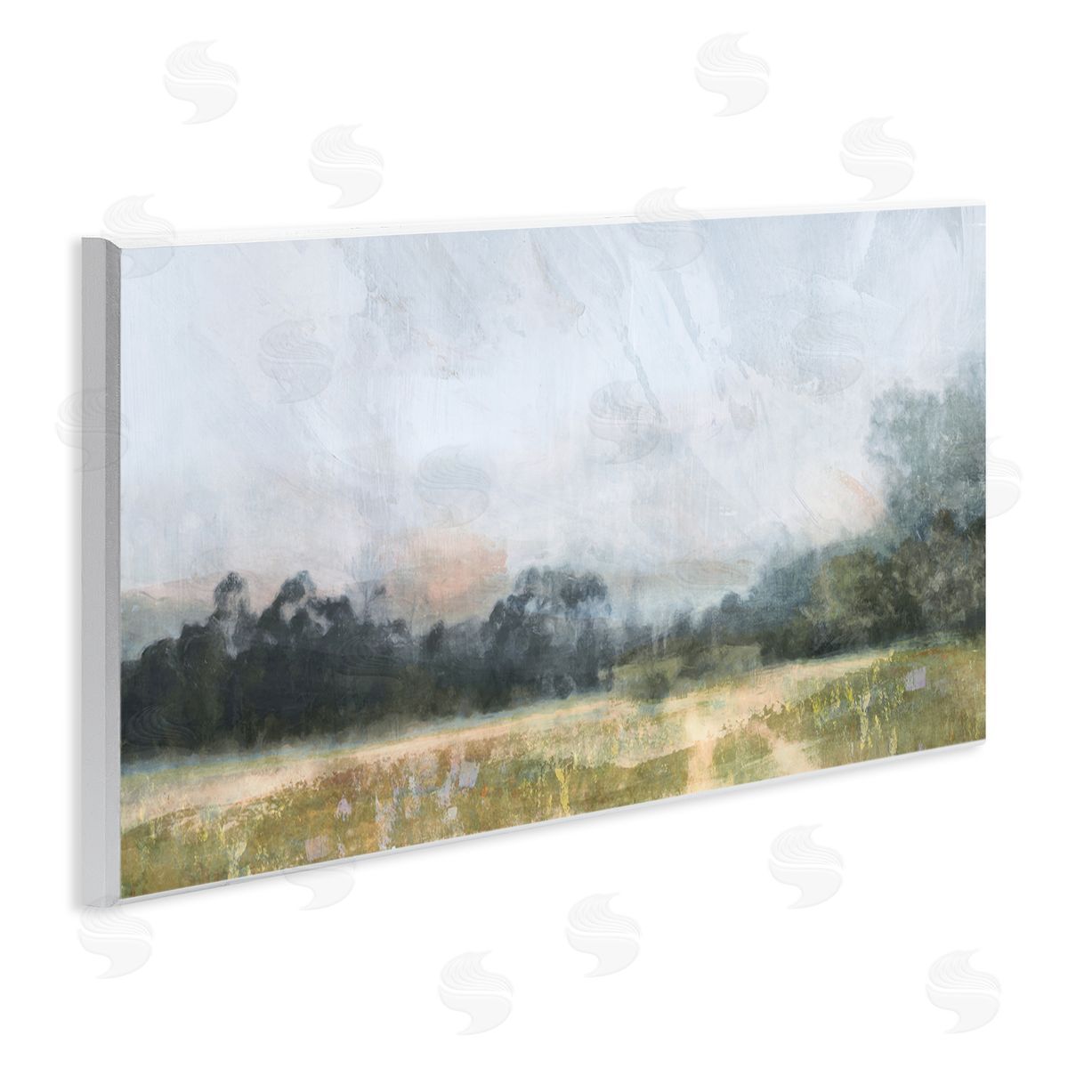 Rural Field Abstract Landscape Wood Plaque Wall Art, Home Decor by Nina Blue
