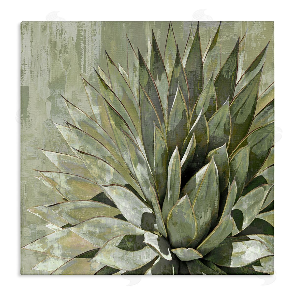 Lindsay Benson Green Botanical Abstract Leaves Stretched Canvas Wall Art Print