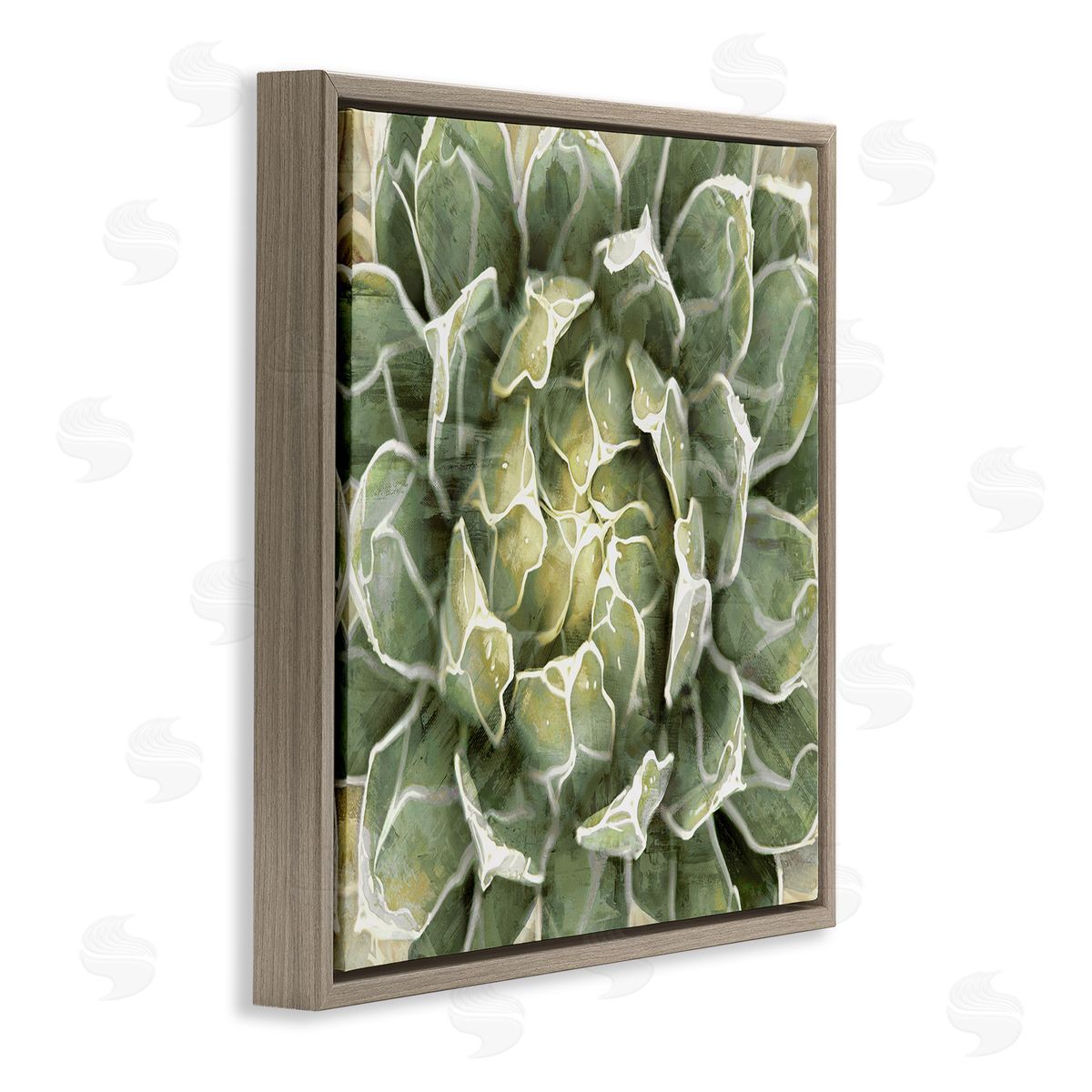 Lindsay Benson Green Botanical Plant Leaves Brown Floating Frame Canvas Wall Art Print