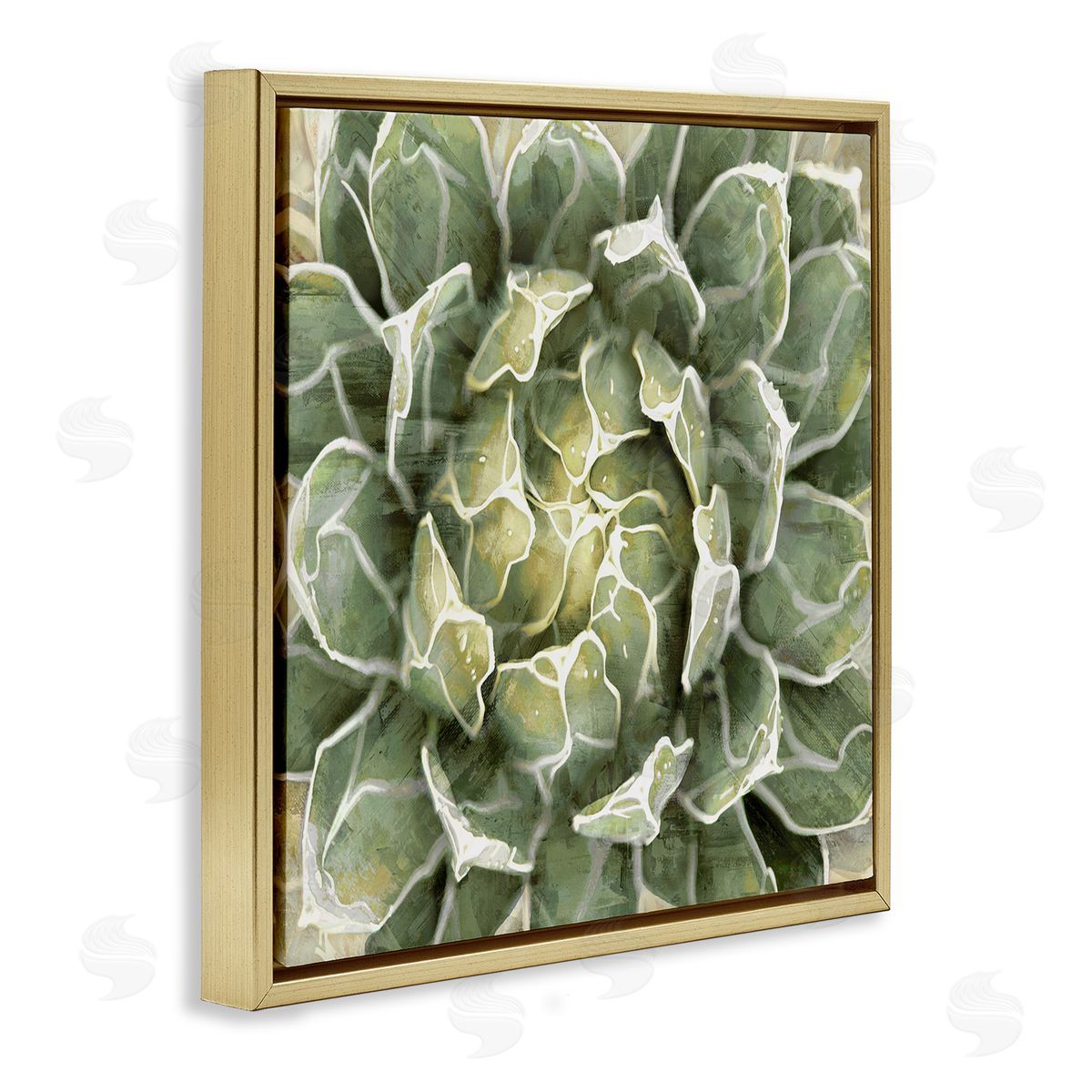 Lindsay Benson Green Botanical Plant Leaves Gold Floating Frame Canvas Wall Art Print