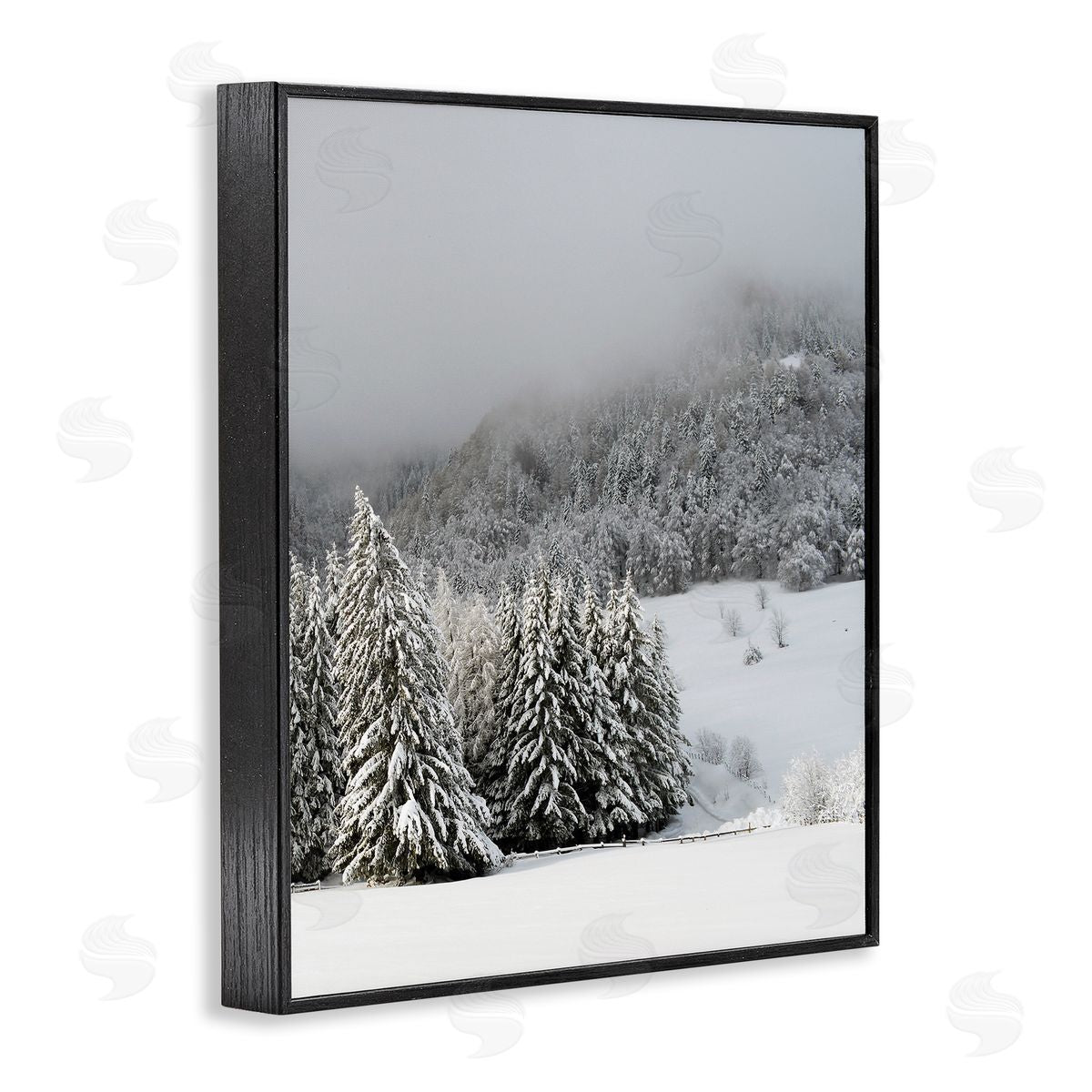 Winter Snowscape Woodland Trees Black Frame Print Wall Art, Home Decor by Stupell Studio