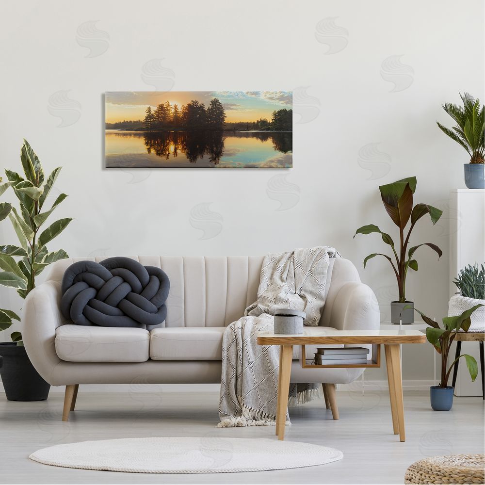 Derek Wicks Island Lake Landscape Sunset Canvas Wall Art in Room