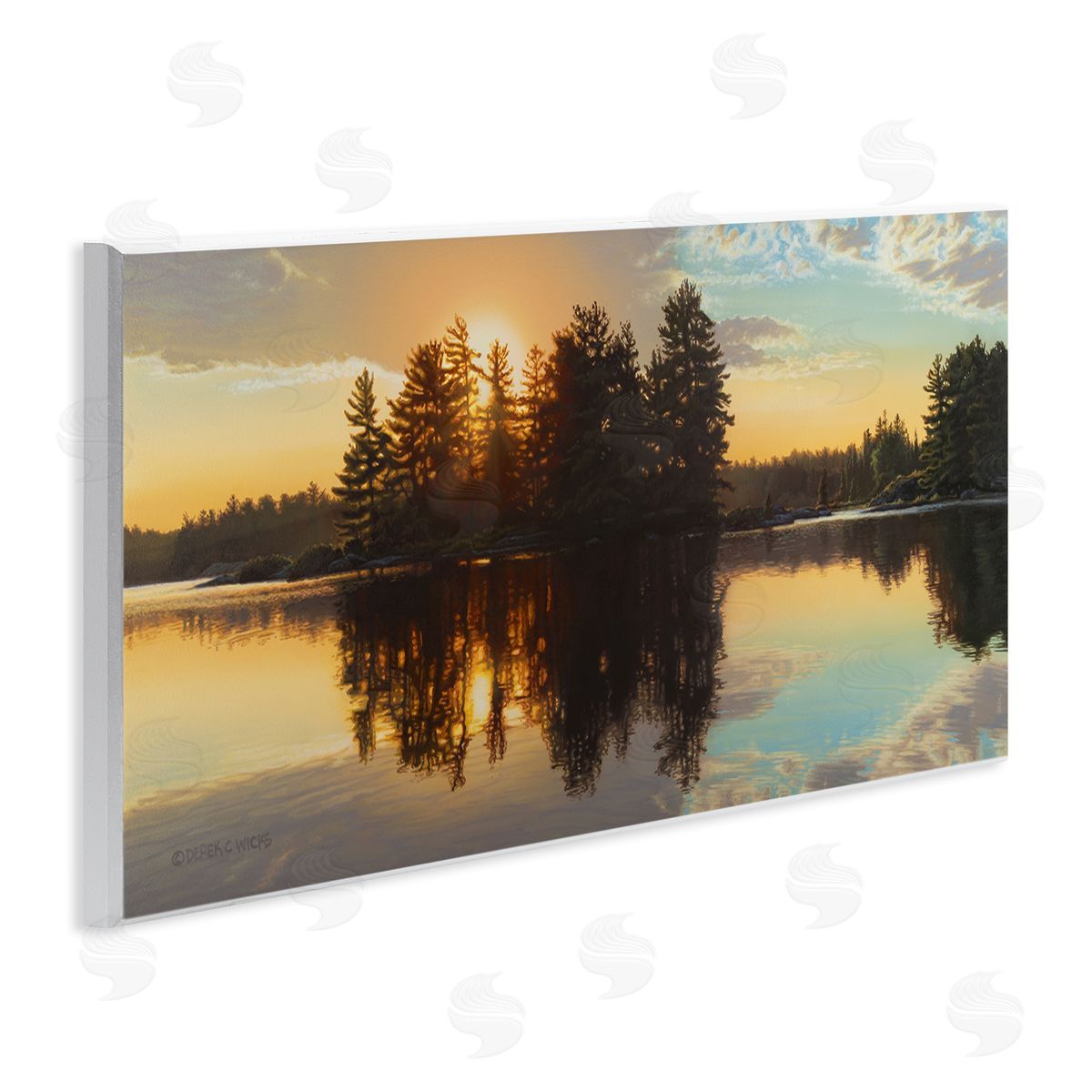 Derek Wicks Island Lake Landscape Sunset Wooden Wall Plaque Art Print