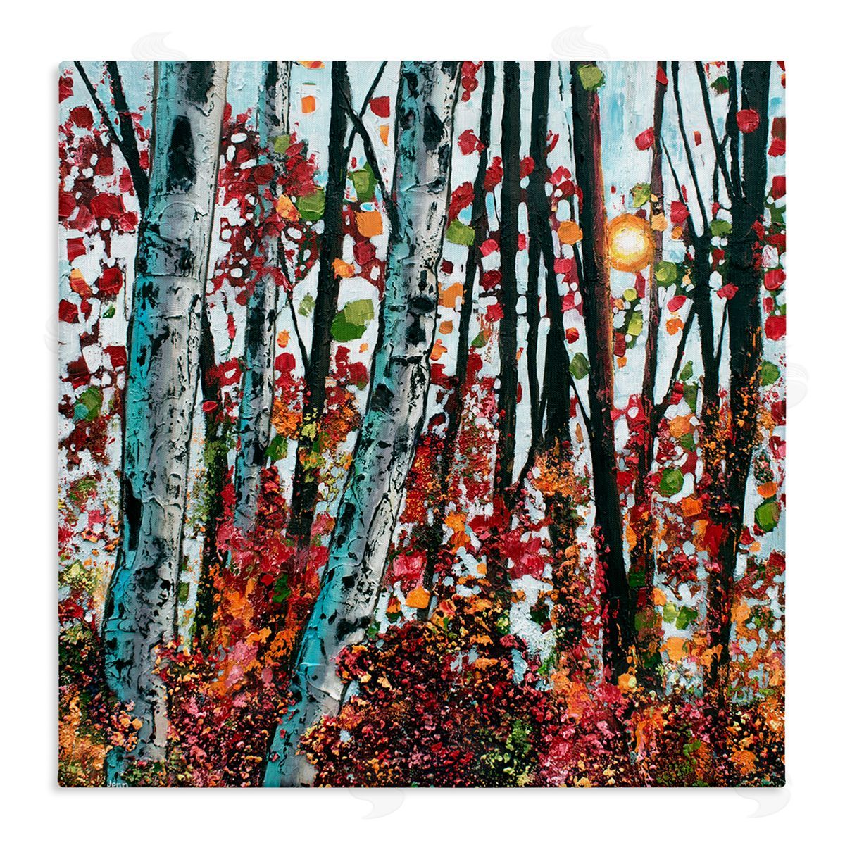 Jen Seeley Modern Bold Woodland Birch Trees Stretched Canvas Wall Art Print
