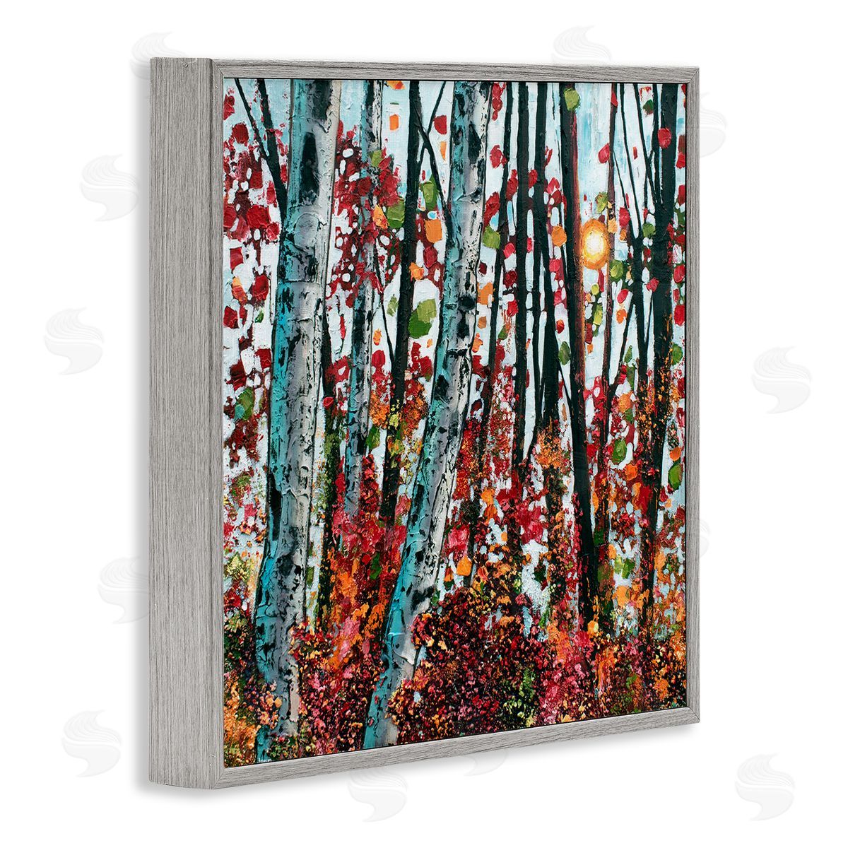 Jen Seeley Modern Bold Woodland Birch Trees Gray Framed Glicee Wall Art Print
