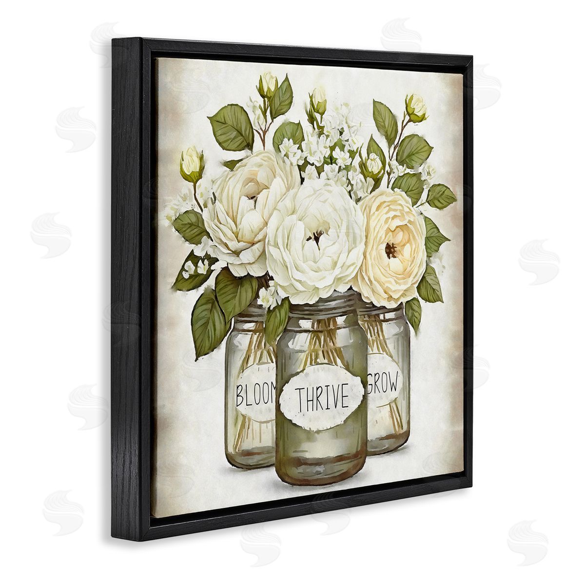 Ziwei Li Bloom Thrive Grow Country Flowers Black Floating Frame Canvas Wall Art Print