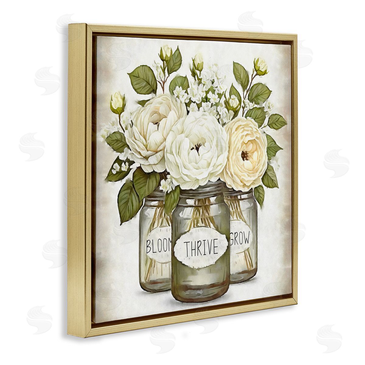 Ziwei Li Bloom Thrive Grow Country Flowers Gold Floating Frame Canvas Wall Art Print