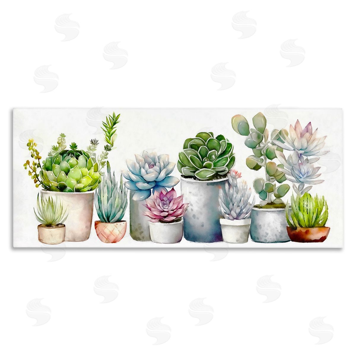 Ziwei Li Varied Succulent Garden Soft Hues Stretched Canvas Wall Art Print