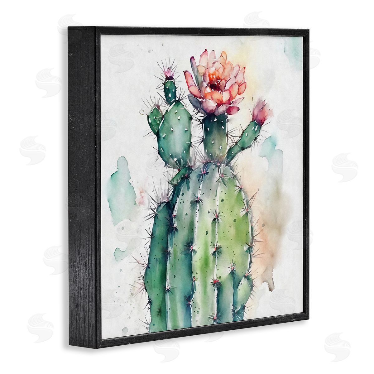Ziwei Li Watercolor Cactus Desert Nature Black Framed Glicee Wall Art Print