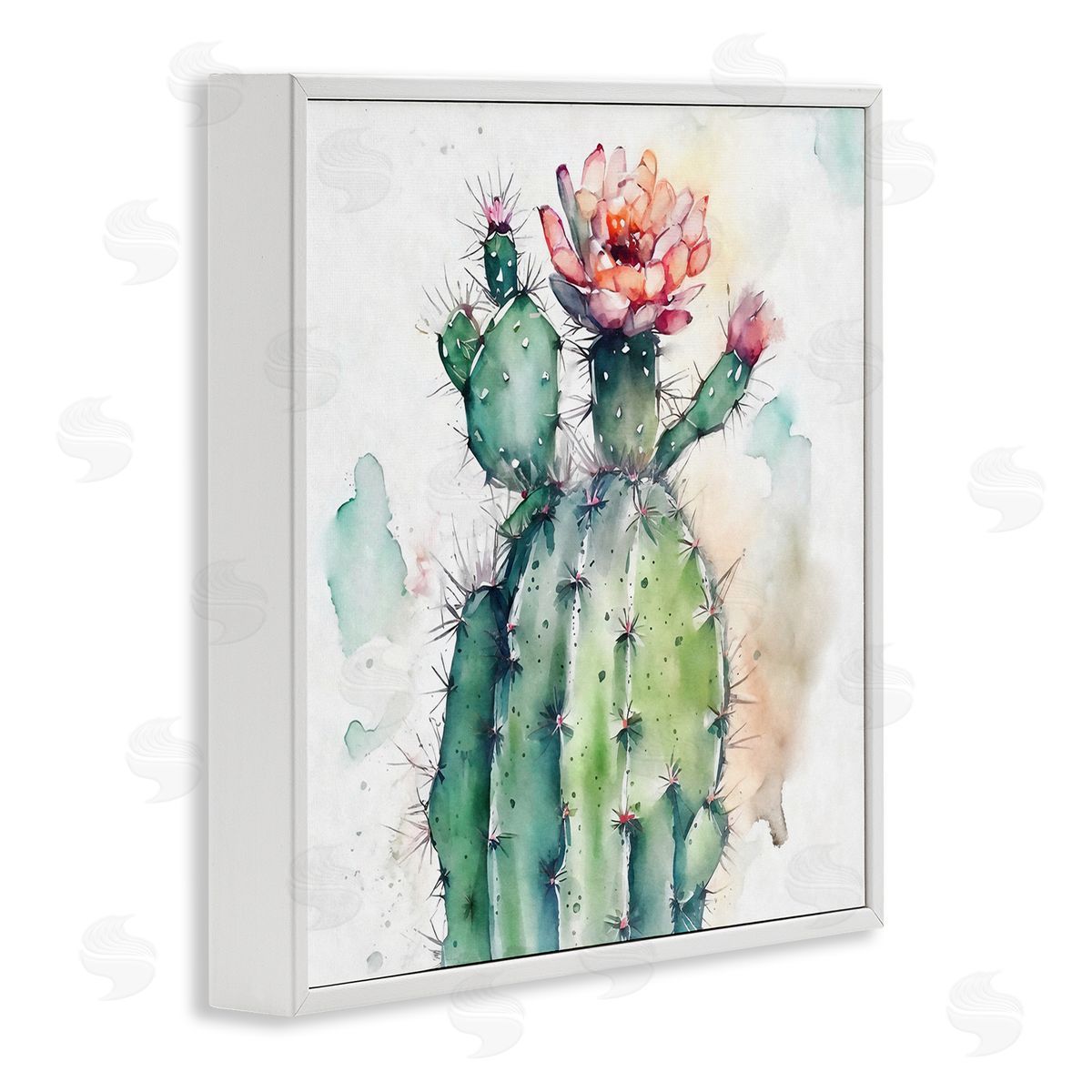 Ziwei Li Watercolor Cactus Desert Nature White Framed Glicee Wall Art Print