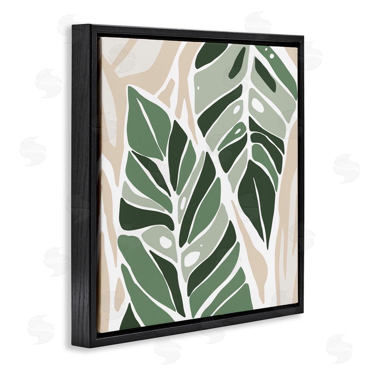 Ziwei Li Contemporary Summer Palm Leaves Black Floating Frame Canvas Wall Art Print